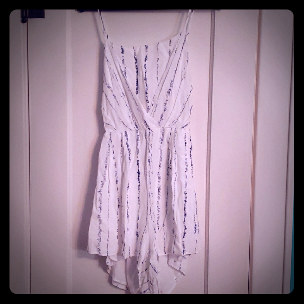 LUSH White Striped Romper